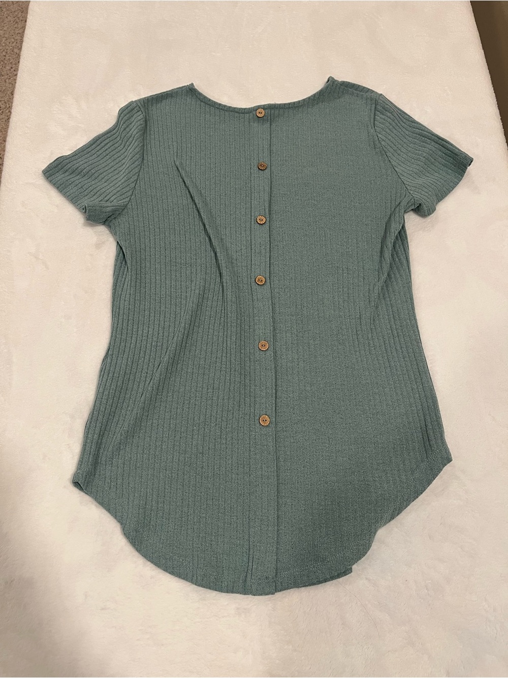 SHEIN Ribbed Button-Back Short Sleeve Top - Medium - Picture 2 of 7